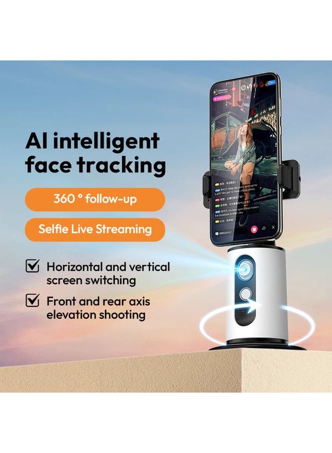 White AI Face Recognition Gimbal 360 Rotating Selfie Tool Panoramic Tracking Anti Shake - Image 5