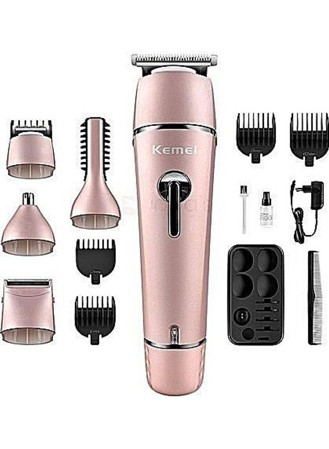Kemei KM-1015 Super Grooming Kit 10 In 1 For Men Pink - Image 2