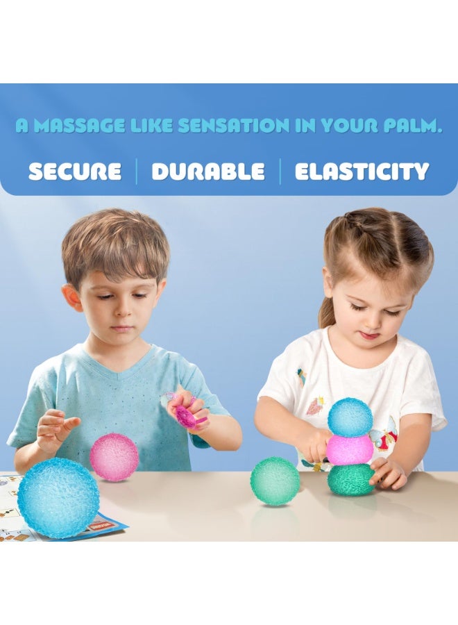 3 قطع كرات حسية، كرة ضغط لتخفيف التوتر للأطفال، ألعاب سكويشي للتململ، كرات متعددة النسيج عالية الكثافة محشوة بجل الذاكرة لتخفيف القلق - سكوشي لعبة ضغط ناعمة للكبار - Image 3