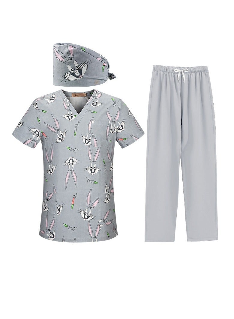 KUYING New V-neck Printed Short Sleeved Pants Surgical Gown And Work Uniform  - Image 1