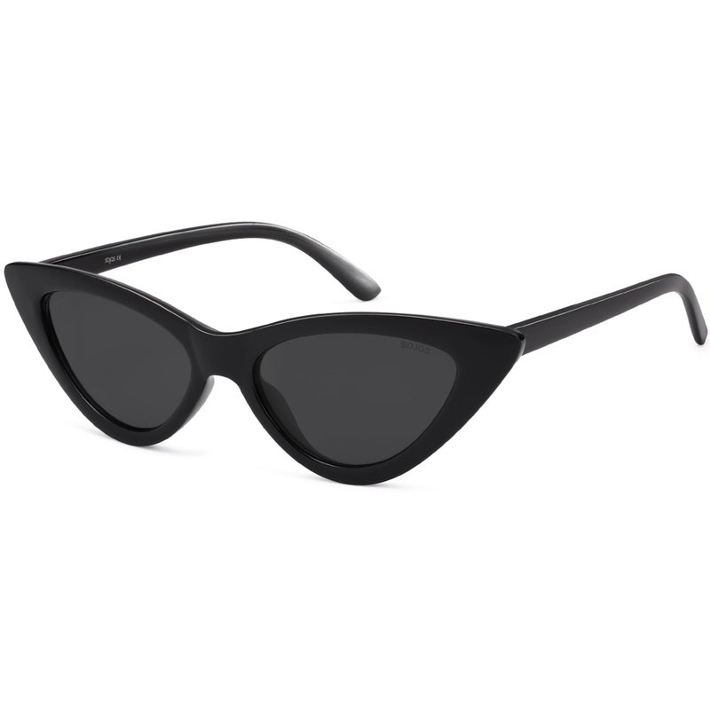 SOJOS Retro Vintage Narrow Cat Eye Sunglasses for Women Clout Goggles Plastic Frame SJ2044 with Black Frame/Grey Lens - Image 1