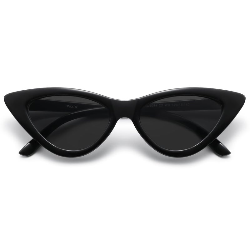 SOJOS Retro Vintage Narrow Cat Eye Sunglasses for Women Clout Goggles Plastic Frame SJ2044 with Black Frame/Grey Lens - Image 2