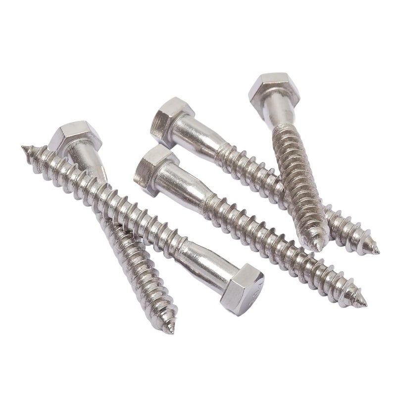 Bolt Dropper 3/8" x 3" Stainless Hex Head Lag Bolt Screws, (25 Pack), 304 (18-8) Stainless Steel Coach Bolts/Large Screws for Wood with Plain Finish by - Image 1