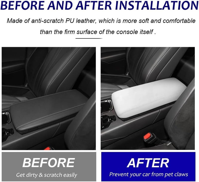 DEYTOP Center Console Cover for Lexus RX350 RX350h RX450h+ RX500h 2023 2024 2025 Accessories Car Armrest Cover for Lexus RX 350 2023 Accessories Anti-Scratch Leather Armrest Protector (White) - Image 3