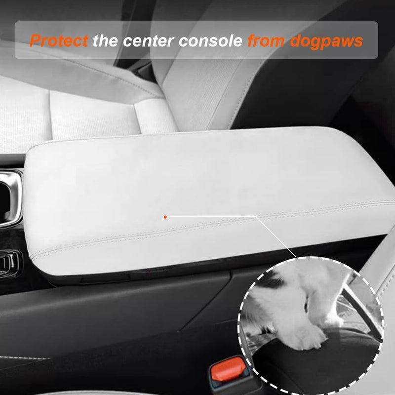 DEYTOP Center Console Cover for Lexus RX350 RX350h RX450h+ RX500h 2023 2024 2025 Accessories Car Armrest Cover for Lexus RX 350 2023 Accessories Anti-Scratch Leather Armrest Protector (White) - Image 4