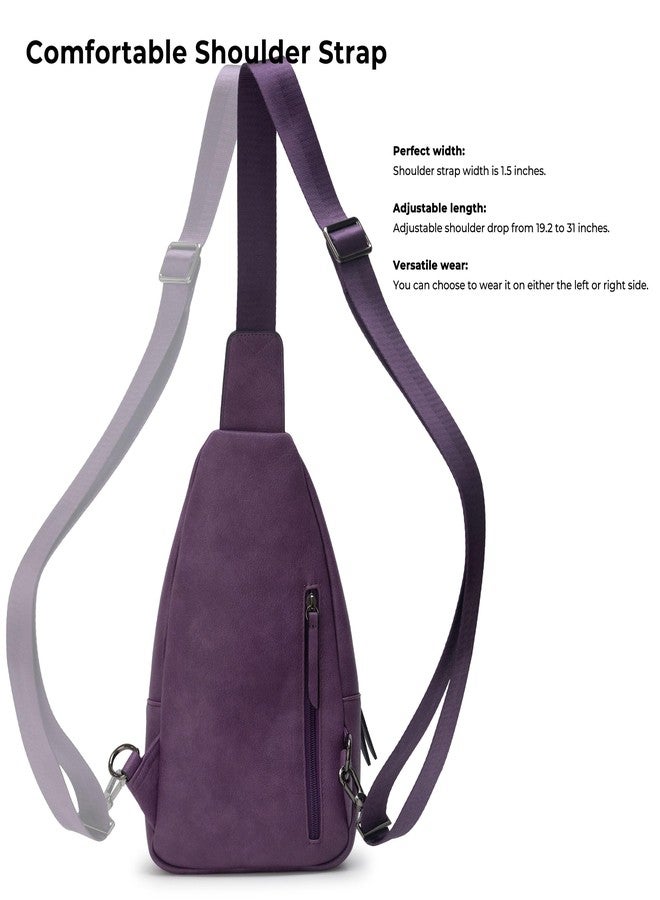 Alldaily Large Sling Bag for Women Crossbody Purse Leather Fashionable Trendy Chest Bag for Travel, Fanny Pack, Purple, Large - Image 4