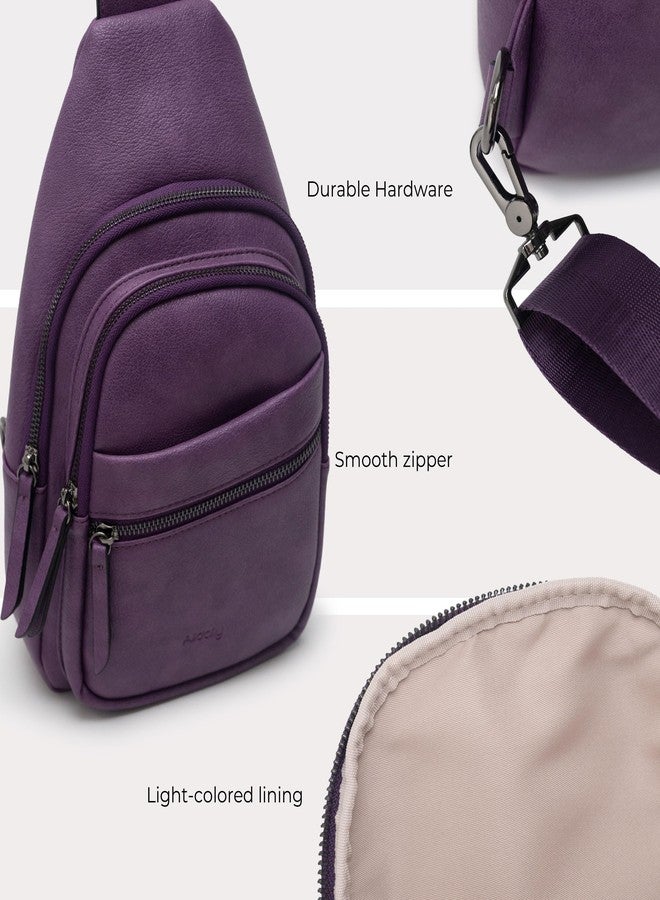 Alldaily Large Sling Bag for Women Crossbody Purse Leather Fashionable Trendy Chest Bag for Travel, Fanny Pack, Purple, Large - Image 5