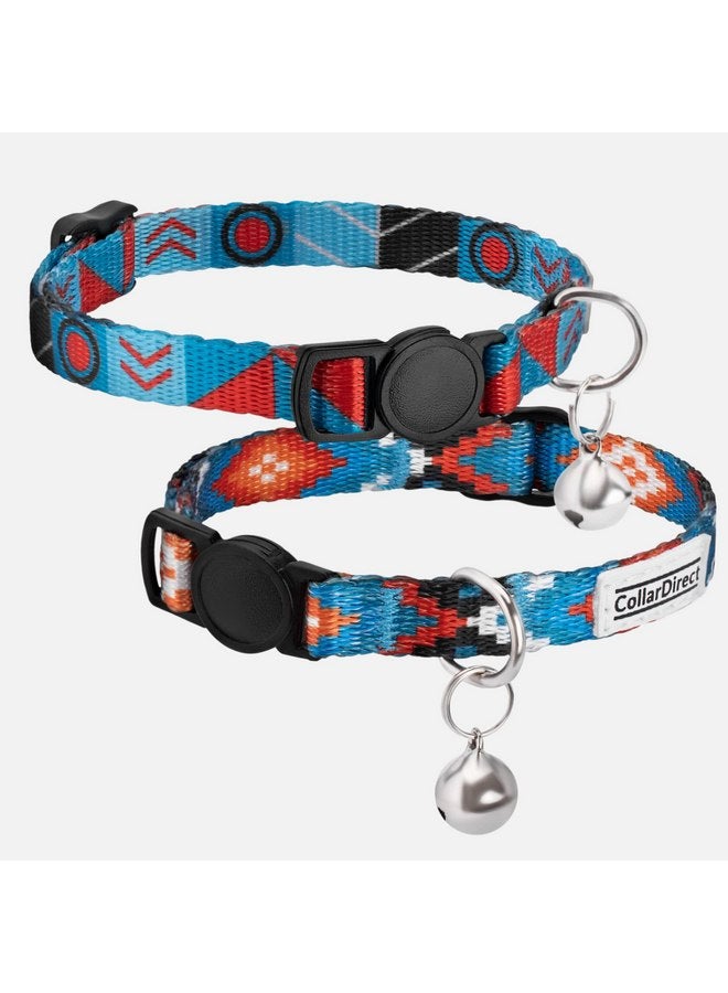 CollarDirect Cat Collar Breakaway Set of 2 PCS Tribal Pattern Aztec Pet Safety Adjustable Kitten Collar with Bell (Pattern 3 + Pattern 1) - Image 3