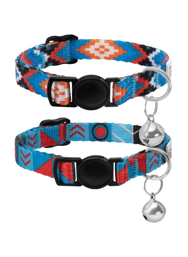 CollarDirect Cat Collar Breakaway Set of 2 PCS Tribal Pattern Aztec Pet Safety Adjustable Kitten Collar with Bell (Pattern 3 + Pattern 1) - Image 1
