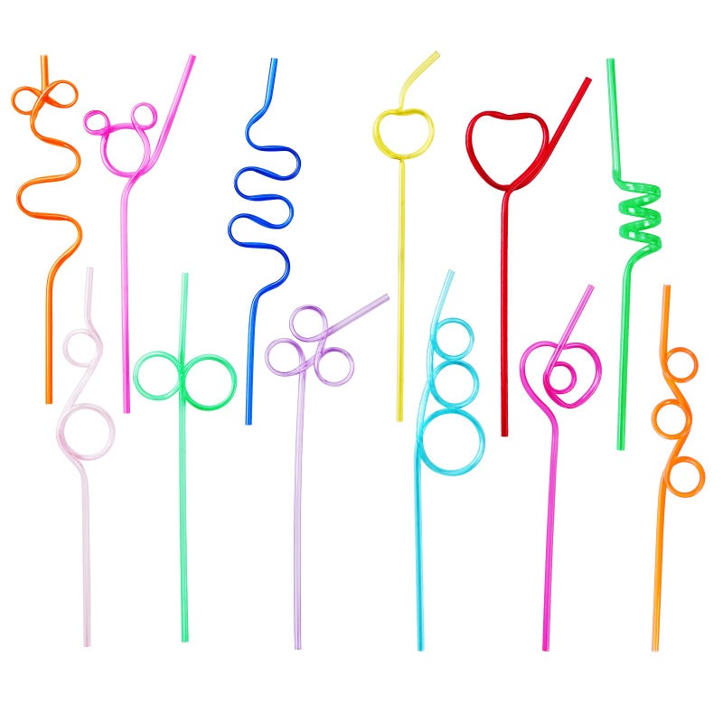 CVNDKN 24 Pcs Silly Crazy Straws for Kids Reusable Plastic Loop Curly Crazy Drinking Straws for Classroom Activities Valentines Day Gift Christmas Birthday Wedding Party Supplies Decoration - Image 1