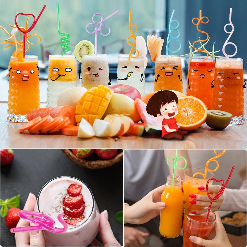 CVNDKN 24 Pcs Silly Crazy Straws for Kids Reusable Plastic Loop Curly Crazy Drinking Straws for Classroom Activities Valentines Day Gift Christmas Birthday Wedding Party Supplies Decoration - Image 4