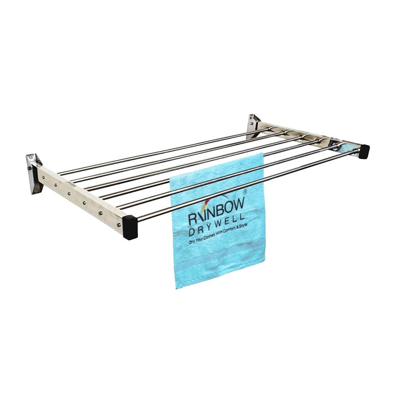 Rainbow Drywell Glider Stainless Steel Foldable Wall Cloth DryerClothes HangerRust Proof 6 Pipes 6 Feet 56 x 183 x 13 centimeters - Image 1