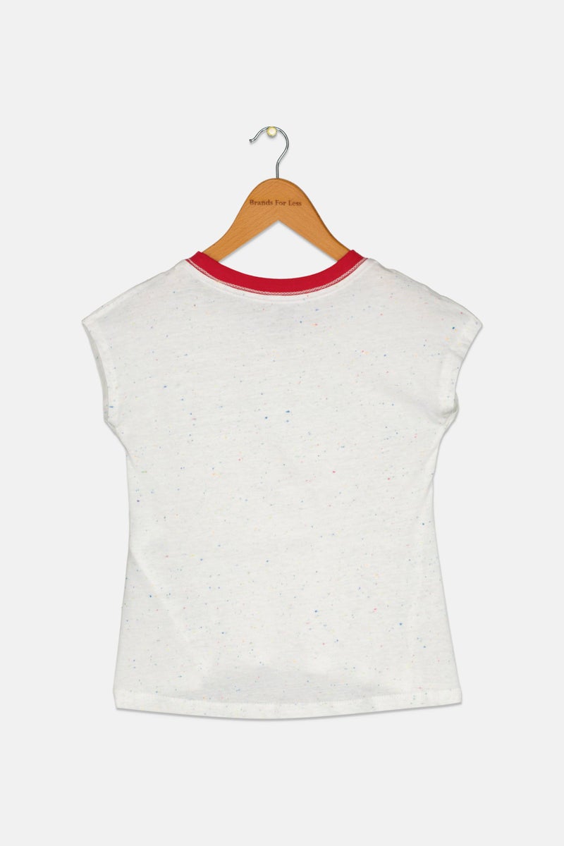 Levi's تي شيرت بنات صغار بأكمام قصيرة وياقة دائرية مع شعار مطرز، مجموعة بيضاء - Image 2