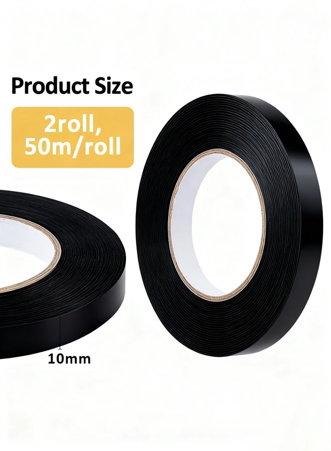 HQ-GAMING Decorative Floor Wall Sticker Foil Line Peel and Stick Adhesive Waterproof Gap Cover Tile Sticker Tape Metallic PET Film Tape Metalized Mirror Tapes for Kitchen Bathroom Living Room Bedroom (Black, 100M) - Image 2