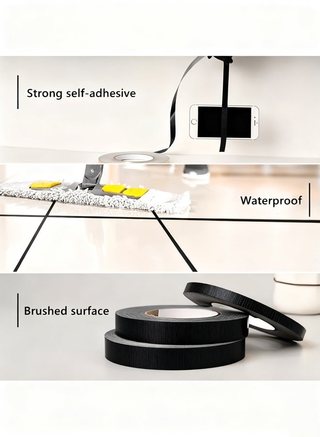 HQ-GAMING Decorative Floor Wall Sticker Foil Line Peel and Stick Adhesive Waterproof Gap Cover Tile Sticker Tape Metallic PET Film Tape Metalized Mirror Tapes for Kitchen Bathroom Living Room Bedroom (Black, 100M) - Image 3