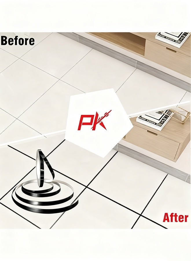HQ-GAMING Decorative Floor Wall Sticker Foil Line Peel and Stick Adhesive Waterproof Gap Cover Tile Sticker Tape Metallic PET Film Tape Metalized Mirror Tapes for Kitchen Bathroom Living Room Bedroom (Black, 100M) - Image 4