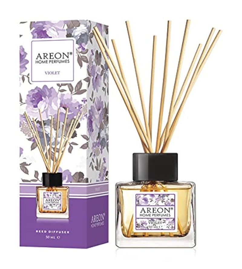 Areon Home Luxury Perfume Reed Diffuser  10 Rattan Reeds Violet 50 ml