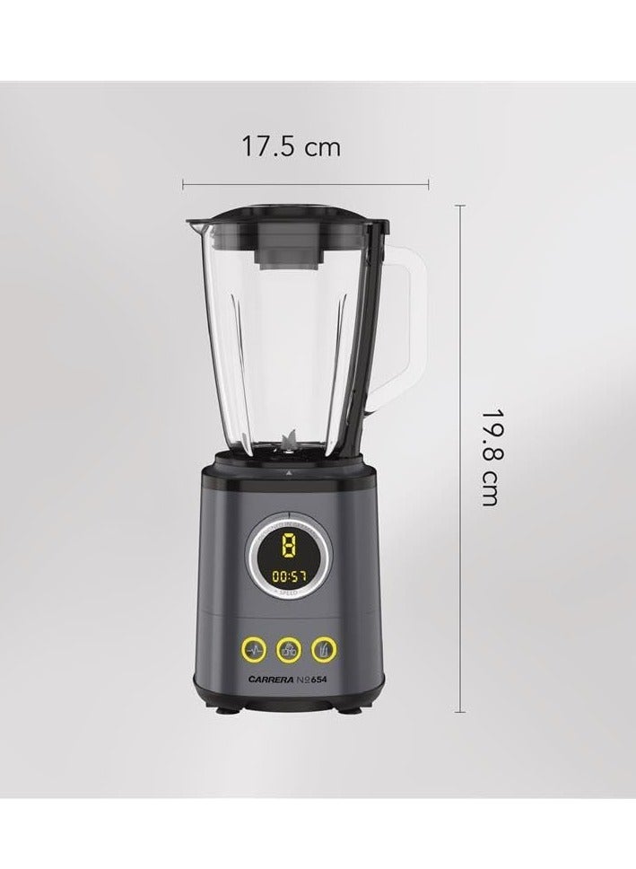 Carrera CARRERA Digital Table Blender No 654 - 1.5L Glass Jar, 6 Stainless Steel Blades, 10 Adjustable Speeds, Preset Programs, LED Display, Double Safety Lock, 18,000 RPM - Image 2