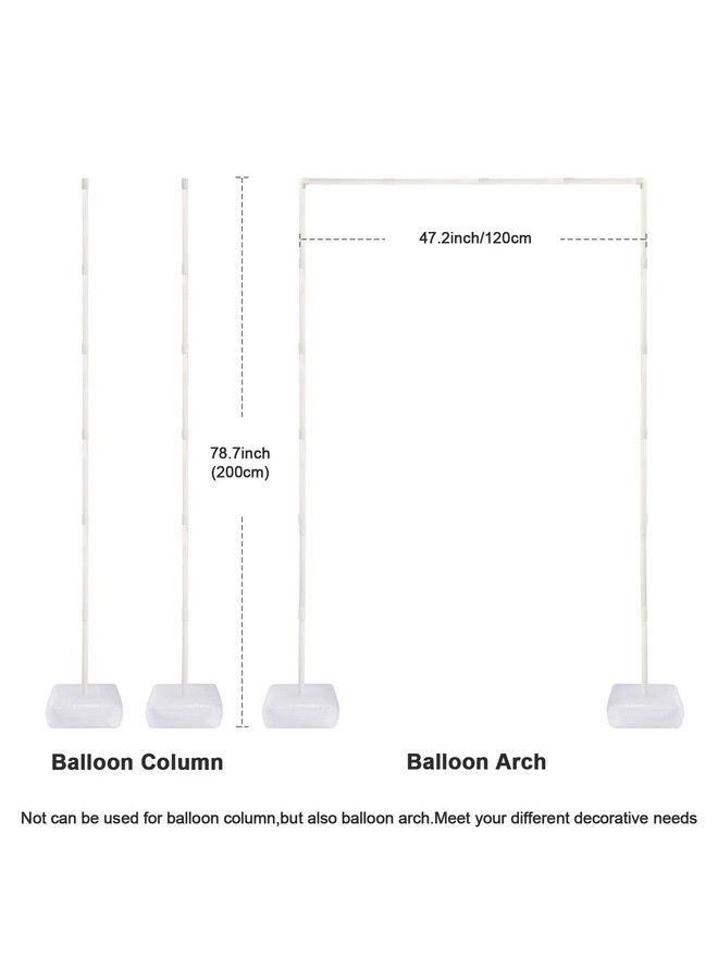 Pllieay حامل قوس بالونات بارتفاع 6.5 قدم مع قاعدة، مجموعتان من حامل عمود البالونات بقياس 78.7 بوصة مع قاعدة ونقطة غراء البالونات لبرج البالونات لحفلات الزفاف وأعياد الميلاد والديكور - Image 3