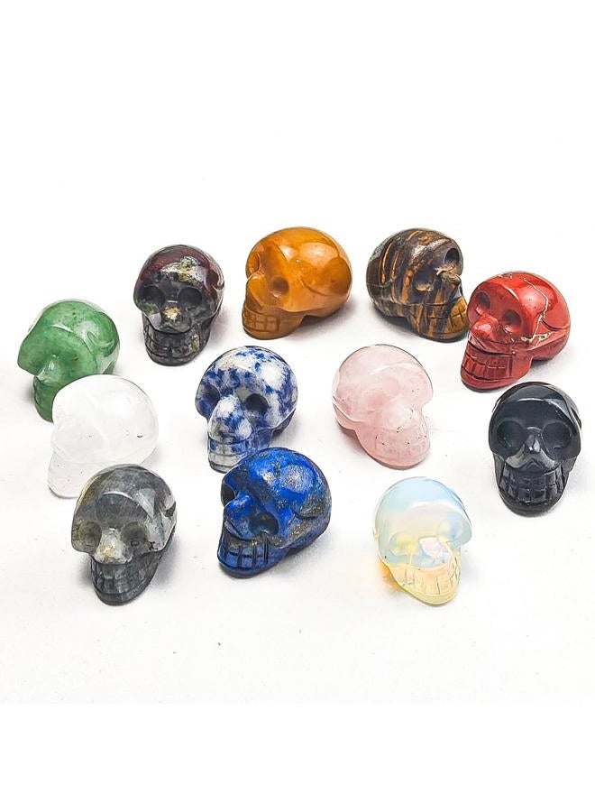 AierCrystal 14pcs 1 inch Natural Crystals Skulls Mineral Gems Ghost Head Polished Carved Reiki Healing Gift Desktop Home Decor Stone Crafts Statues (Natural Crystal - random14pcs) - Image 3