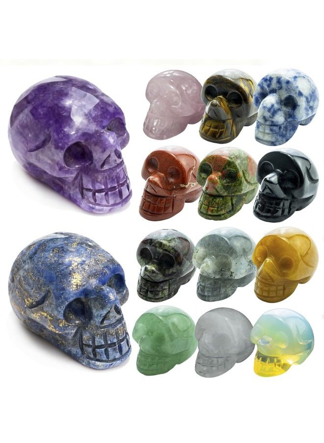 AierCrystal 14pcs 1 inch Natural Crystals Skulls Mineral Gems Ghost Head Polished Carved Reiki Healing Gift Desktop Home Decor Stone Crafts Statues (Natural Crystal - random14pcs) - Image 1