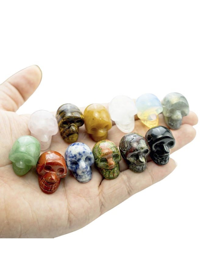 AierCrystal 14pcs 1 inch Natural Crystals Skulls Mineral Gems Ghost Head Polished Carved Reiki Healing Gift Desktop Home Decor Stone Crafts Statues (Natural Crystal - random14pcs) - Image 5