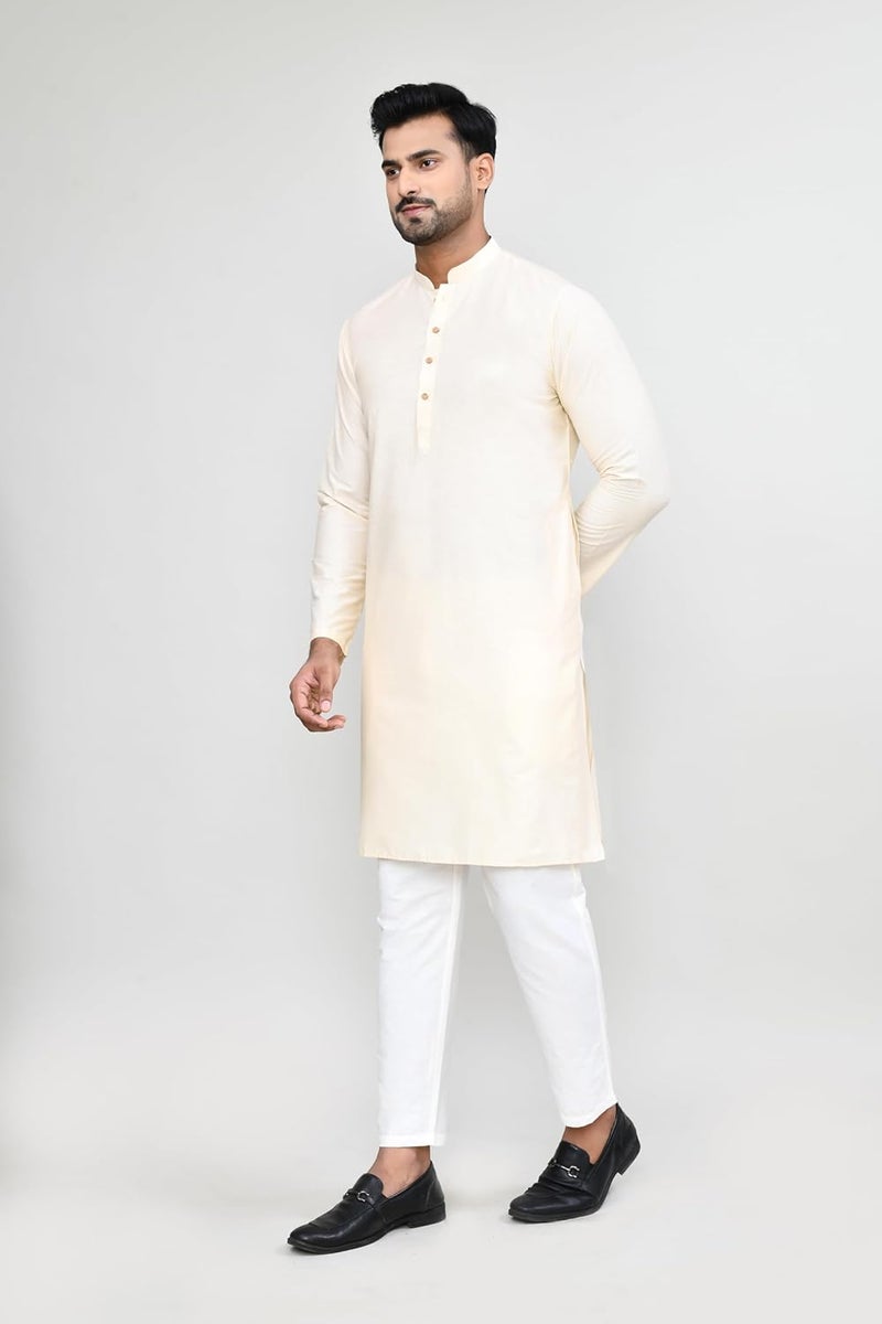 POLY2FAB Hathkargha Cotton Kurta for Men | Full Sleeve Regular Fit Kurta with Mandarin Collar | Traditional, Festive & Wedding Ethnic Wear - Image 3