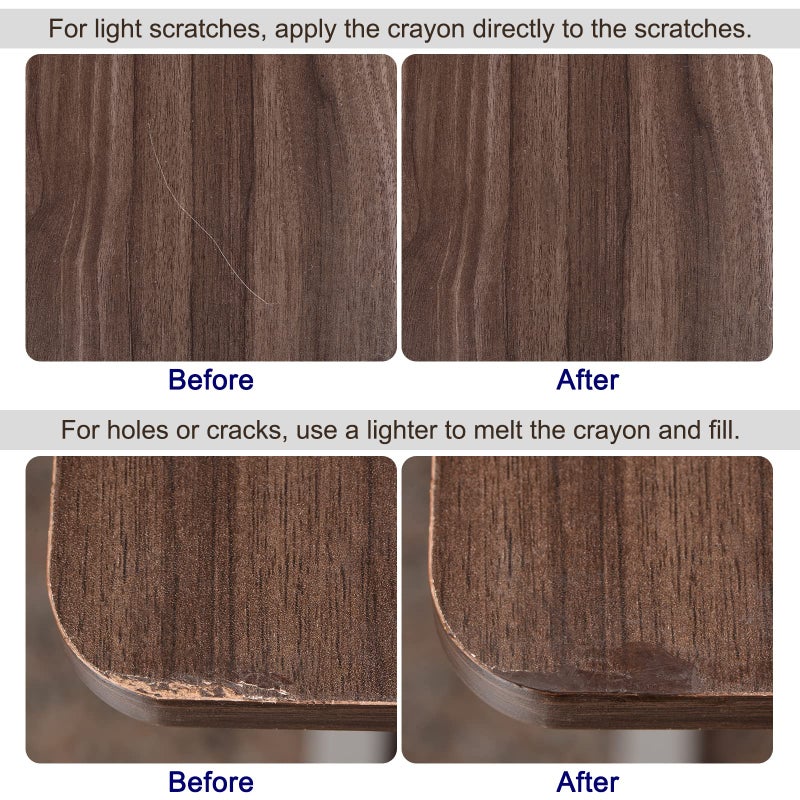 uxcell Wood Wax Filler Stick, Furniture Crayons Wooden Repair Wax Filler Stick Touch Up Wax Paint Pens for Scratches Holes Floor Laminate Tables Desks, Taupe - Image 4