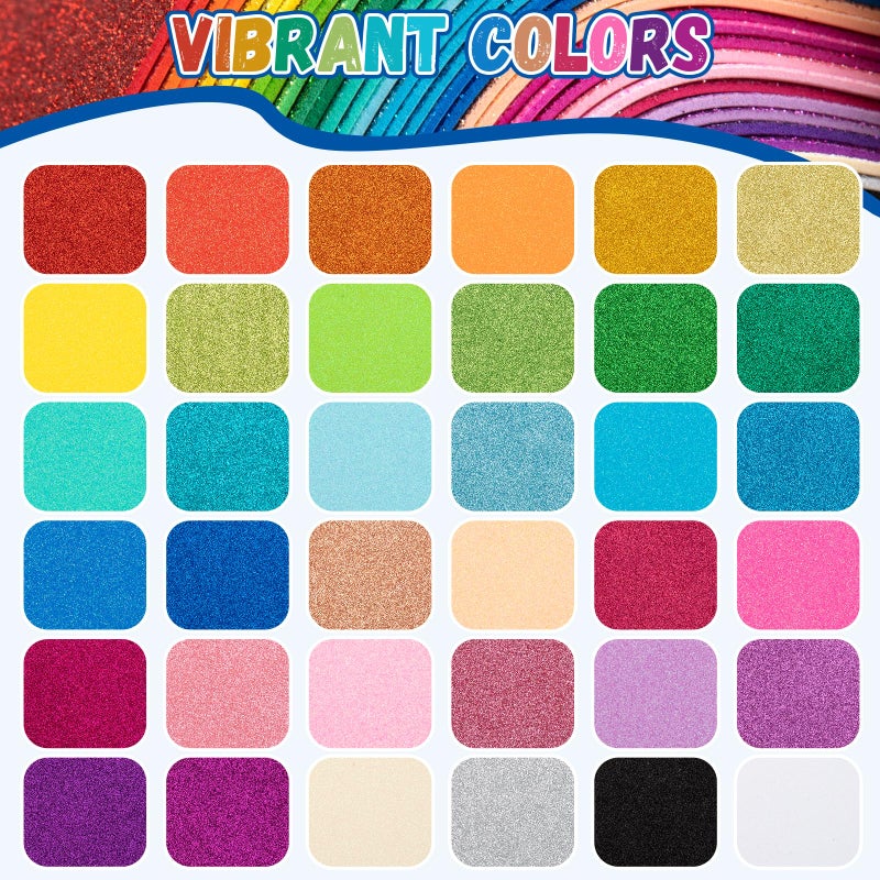 Nitelemn 36 Pack Glitter Foam Sheets Craft 8 x 6 inch, 36 Colors Sparkles Foam Paper for Art Crafts Projects, Classrooms Scrapbook Gift DIY Cutters Card Party Decoration - Image 3