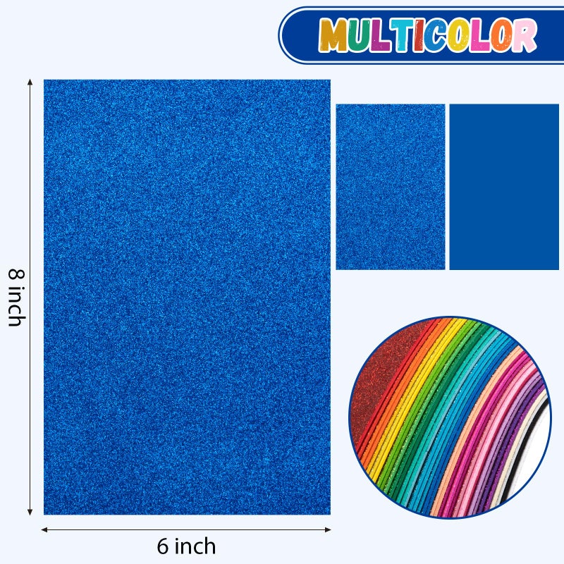 Nitelemn 36 Pack Glitter Foam Sheets Craft 8 x 6 inch, 36 Colors Sparkles Foam Paper for Art Crafts Projects, Classrooms Scrapbook Gift DIY Cutters Card Party Decoration - Image 2