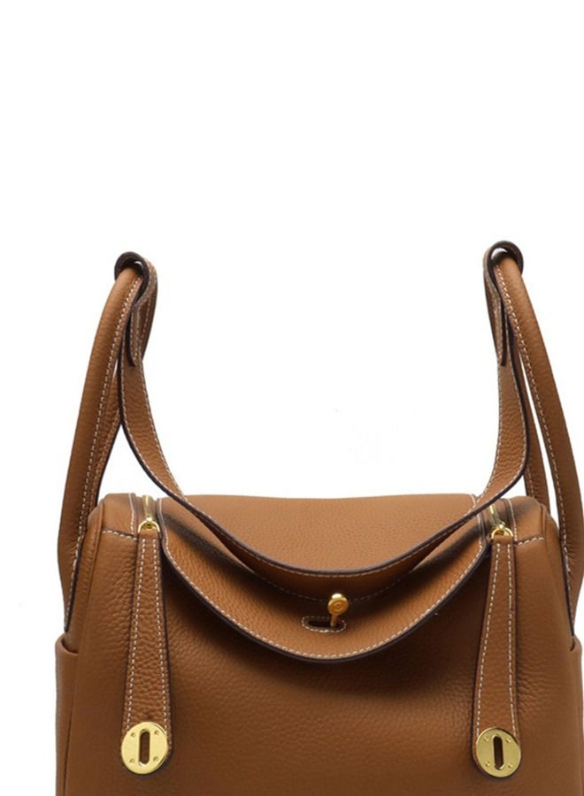 Loquat Leather One-shoulder Portable Pillow Bag Brown  - Image 3