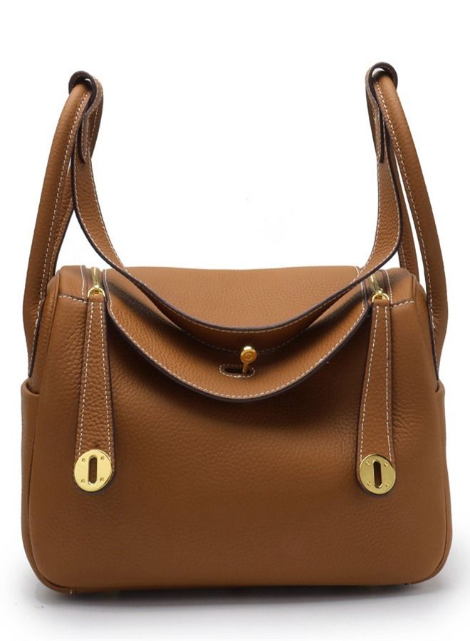 Loquat Leather One-shoulder Portable Pillow Bag Brown  - Image 1