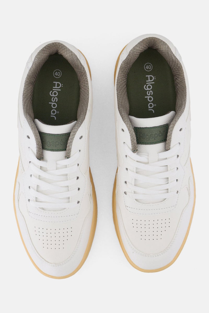 Algspar Women Leather Lace Up Casual Shoes, White - Image 2