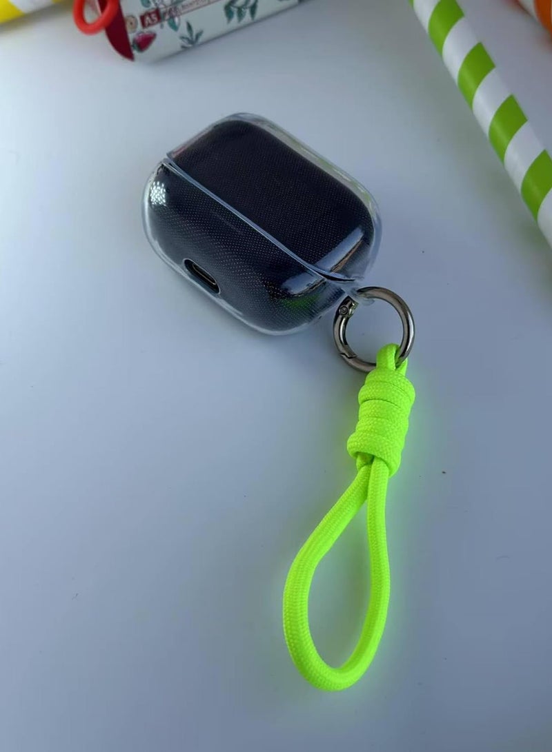 Clear Silicone Case for Soundcore Anker K20i Case With Rope,Cover, Protective Skin Compitable with k20i Wireless Headphones Headset (Clear with Rope) (EARBUDS NOT INCLUDED) (Neon Green) - Image 1
