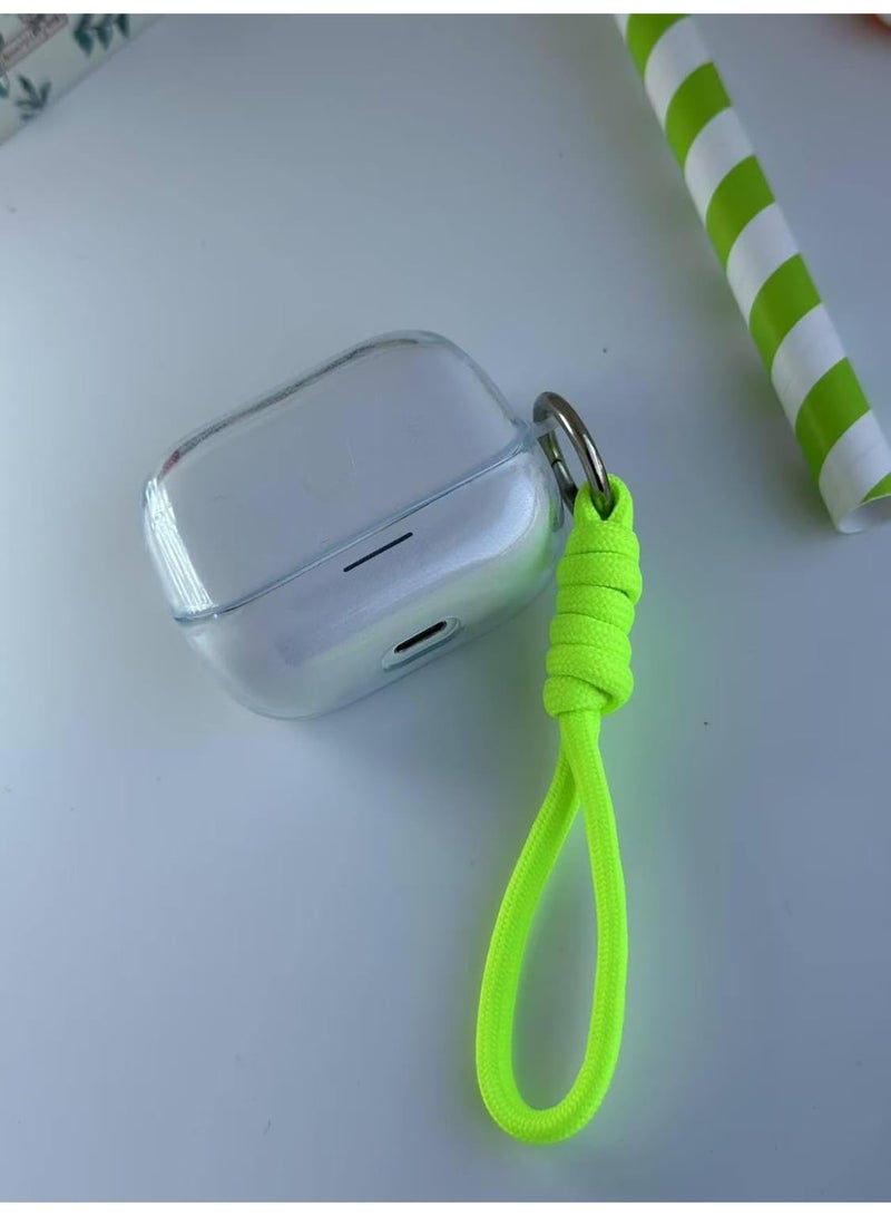 Clear Silicone Case for Soundcore Anker K20i Case With Rope,Cover, Protective Skin Compitable with k20i Wireless Headphones Headset (Clear with Rope) (EARBUDS NOT INCLUDED) (Neon Green) - Image 2