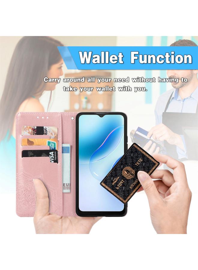 erorex Case For Blackview A53 Mandala Flower Embossed Leather Phone Case - Image 5