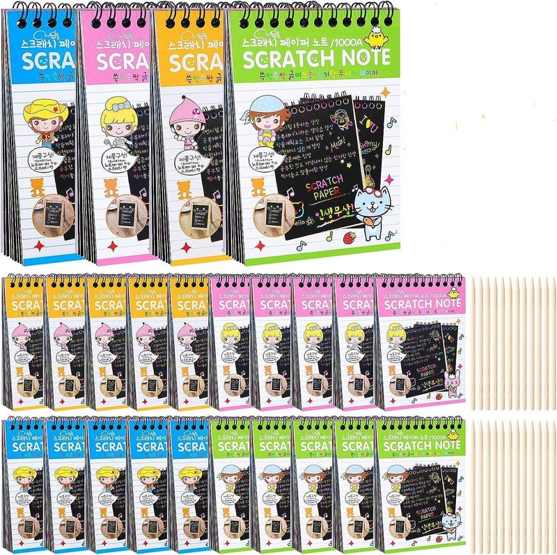 Art Bundle Return Gifts for Birthday for Kids Party Bulk Scratch Note Book, Magic Book Return Gifts for Kids Children Girls, Boys Best, Multicolor-6x4 inch (Pack of 12) - Image 1