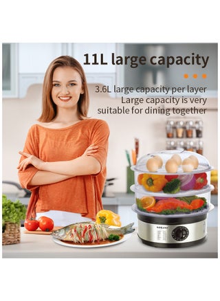 11L Stainless Steel Food Steamer With 3 Tier And Timer, 650 W, silver - pzsku/Z9E80C47E466812741785Z/45/_/1730342852/6fd1cc81-b2fb-431f-b671-9a6e66800e3d
