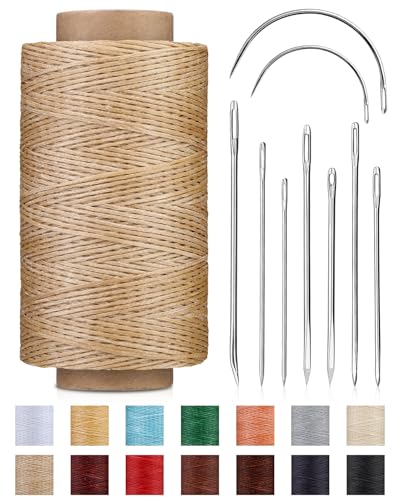 DIUDUS 218 Yards Upholstery Thread, Heavy Duty Thread for Hand Sewing, Sewing Kit with 9 Upholstery Needles for Hand Stitching Bookbinding Repair Canvas - Image 1