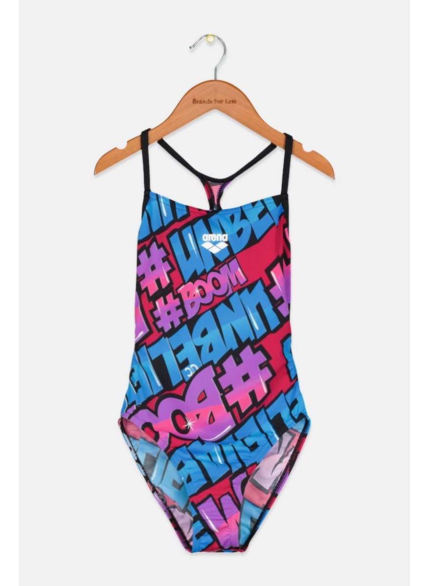 arena Women Allover Print One Piece Swimsuit, Blue Combo  - Image 1