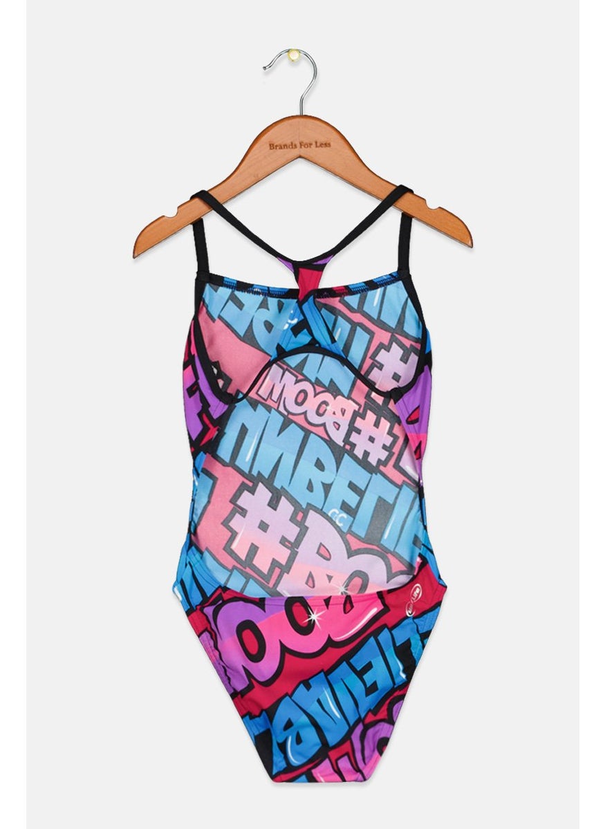 arena Women Allover Print One Piece Swimsuit, Blue Combo  - Image 2
