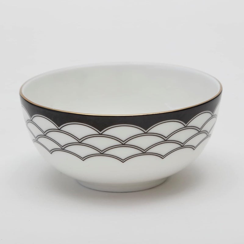 Home Centre Home Centre Andrey White and Black Printed Bone China Katori 170ml  - Image 4