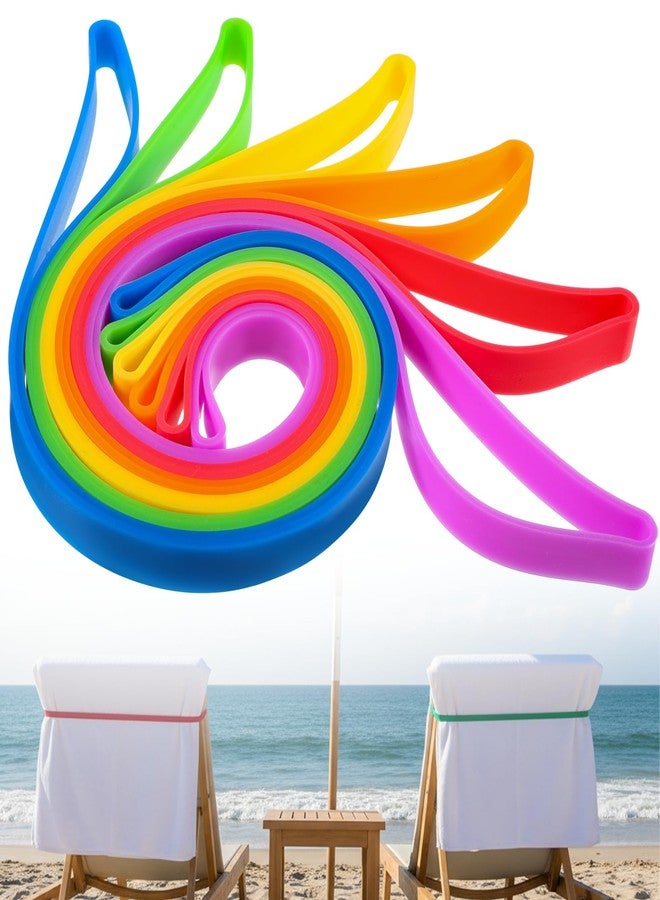 Larrel 6PCS Beach Towel Bands for Beach Chairs, Cruise Chairs Towel Bands, Great Alternative to Beach-Towel Clips, Towel-Band for Pool Chair and Cruise Ship (Red, Yellow, Orange, Green, Blue, Purple) - Image 1