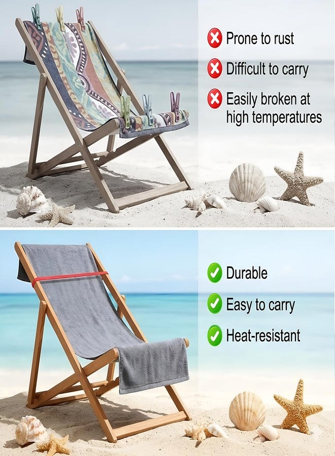 Larrel 6PCS Beach Towel Bands for Beach Chairs, Cruise Chairs Towel Bands, Great Alternative to Beach-Towel Clips, Towel-Band for Pool Chair and Cruise Ship (Red, Yellow, Orange, Green, Blue, Purple) - Image 3