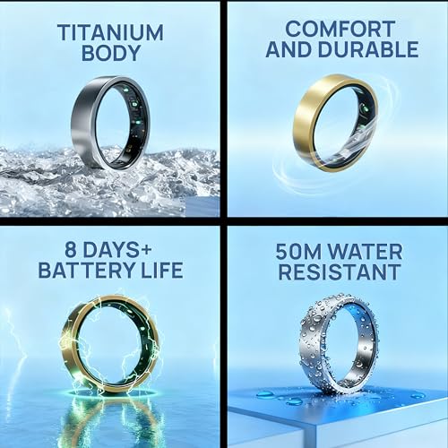 FITTR HART X2 Smart Ring, 8+ Days Battery, Fitness Tracker for Sleep, Recovery, Stress,Workout, Live Heartrate, Calories, Smart Ring for Men & Women, Buy Sizing Kit First, Titanium(Sterling Gold,13) - Image 5