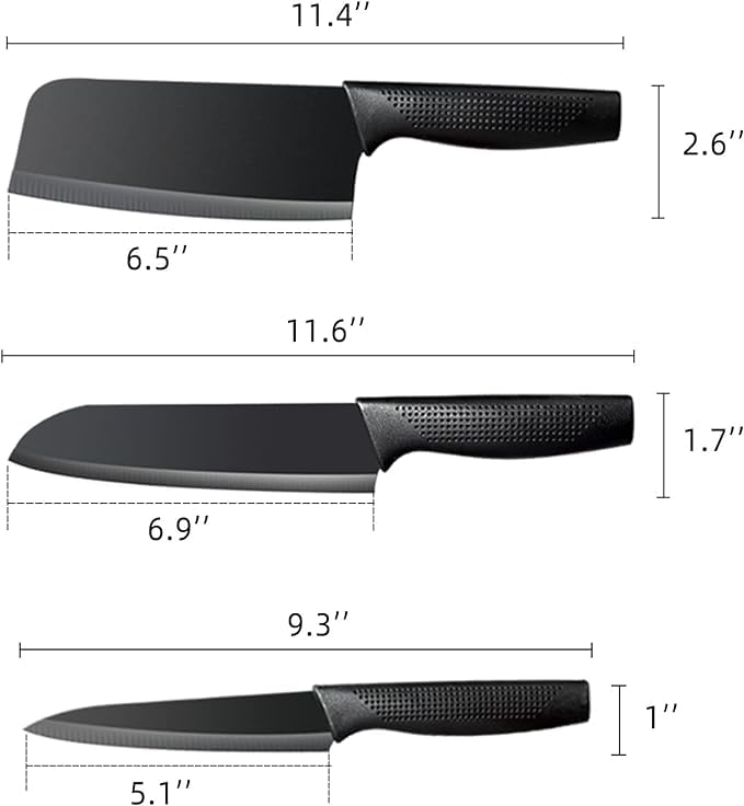 Leeonz Stainless Steel Kitchen Knife Set, Meat Knife,Professional Chef’s Knife Set, Sharp Blade with Ergonomic Handle for Home Kitchen and Restaurant (A - Kitchen 3PCS Knife Set) - Image 3