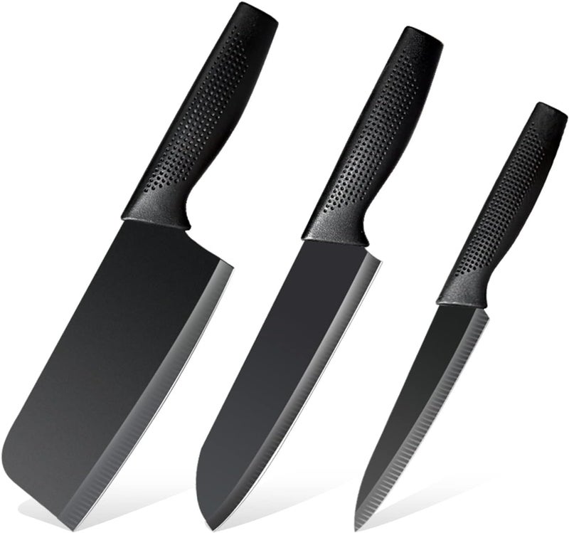 Leeonz Stainless Steel Kitchen Knife Set, Meat Knife,Professional Chef’s Knife Set, Sharp Blade with Ergonomic Handle for Home Kitchen and Restaurant (A - Kitchen 3PCS Knife Set) - Image 1
