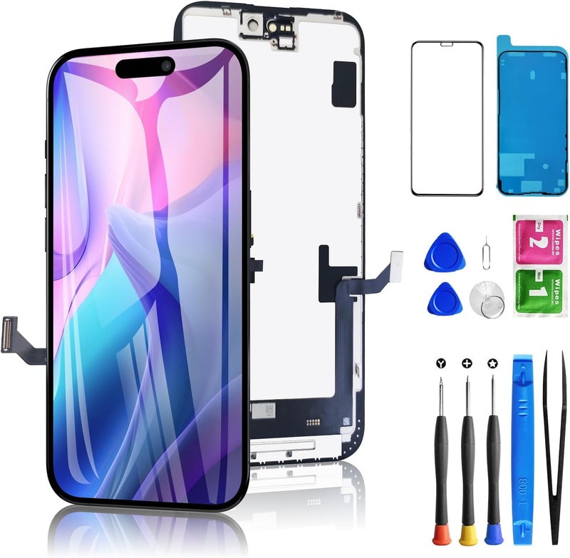 Diykitpl for iPhone 15 Plus Screen Replacement 6.7 inch Full HD, 3D Touch LCD Screen Display Digitizer Assembly with Repair kit, Compatible for Model A2847, A3093, A3096, A3094 - Image 1