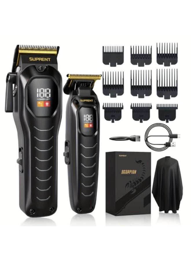 SUPRENT Cordless Hair Clippers for Men Professional Hair Clipper Trimmer Set Wireless Hair Cutting Kit for Family Rechargeable Cordless Hair Beard Trimming Set for Men with LED Display Black - Image 1