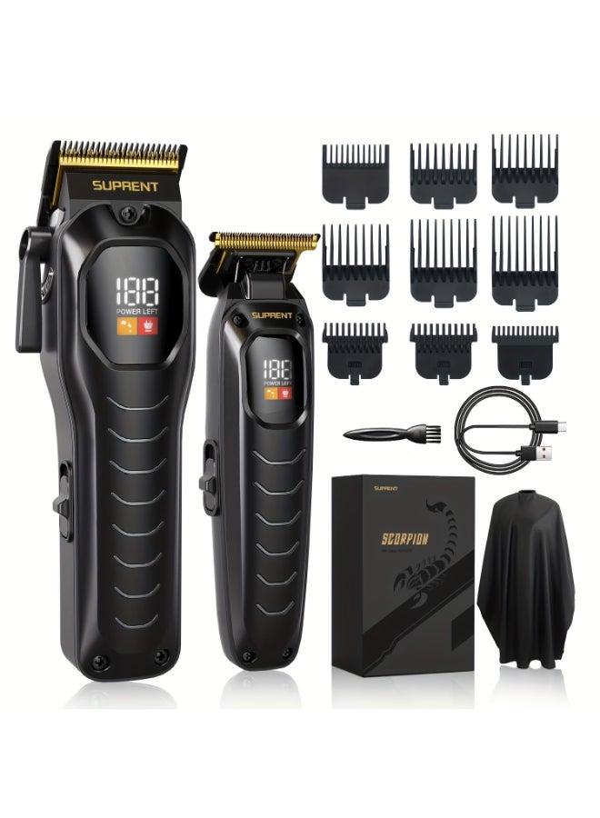 SUPRENT Cordless Hair Clippers for Men Professional Hair Clipper Trimmer Set Wireless Hair Cutting Kit for Family Rechargeable Cordless Hair Beard Trimming Set for Men with LED Display Black - Image 2